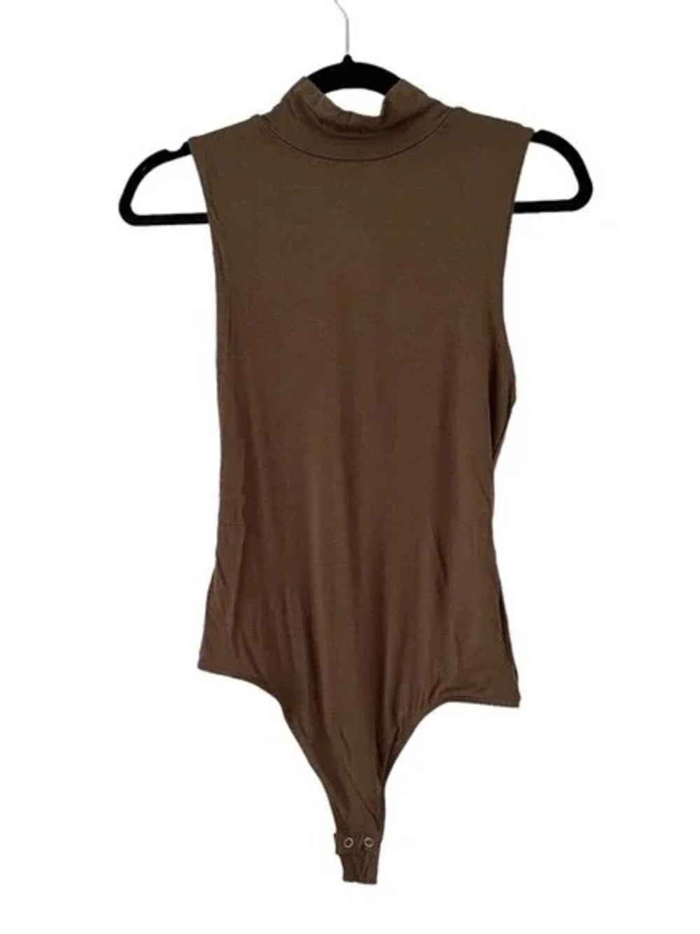 Sleeveless Turtleneck Bodysuit in Brown